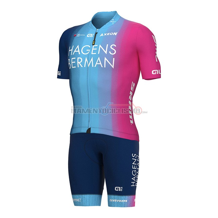 Abbigliamento Ciclismo Hagens Berman Axeon Fuxia Manica Corta 2022 Celeste